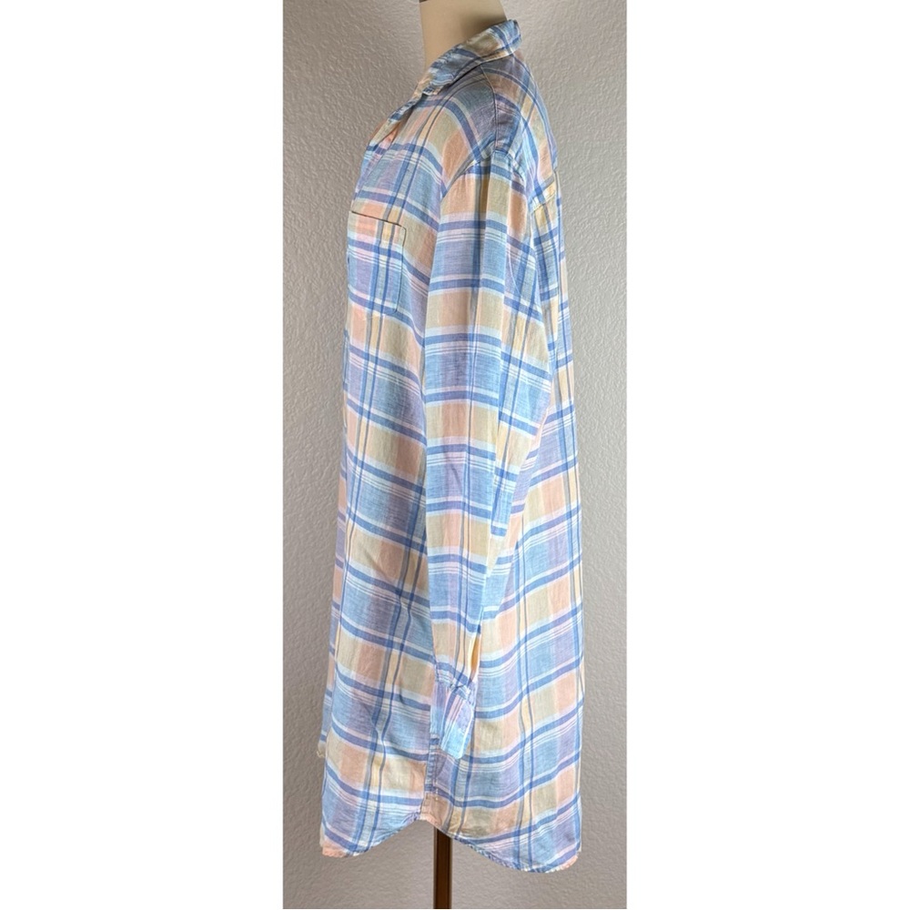 Frank & Eileen Mary Linen Plaid Shirt Dress Multi Color Plaid, size Large - Picture 4 of 13